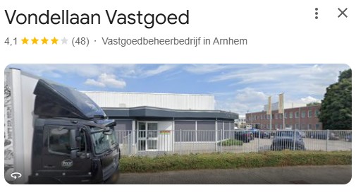 Op deze foto zie je het Vondellaan Vastgoed google cijfer