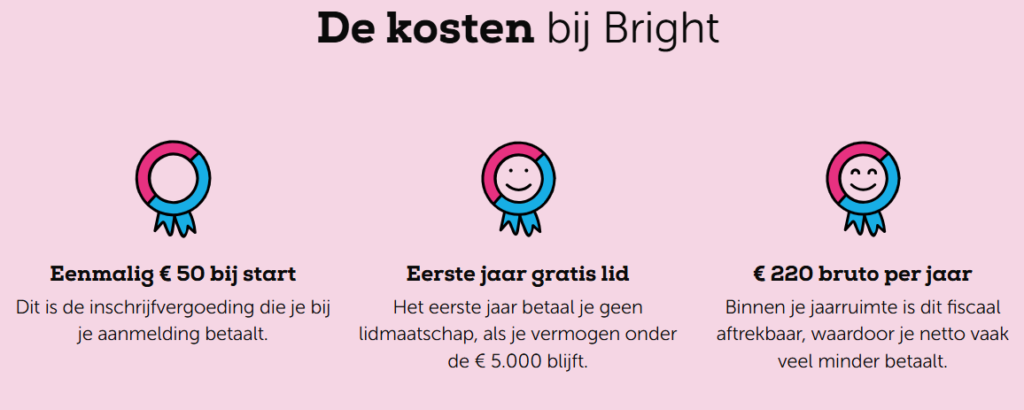 Op deze foto zie je de BrightPensioen kosten in vergelijking met Brand New Day vs BrightPensioen